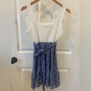 Women’s Cupshe White and Blue Floral Dress Size S NEW